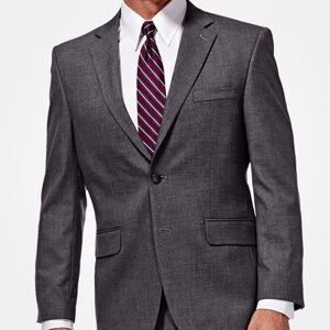 J.M. Haggar JOE Men’s Sz 50L Stretch Sharkskin Suit Jacket Dark Grey Heather